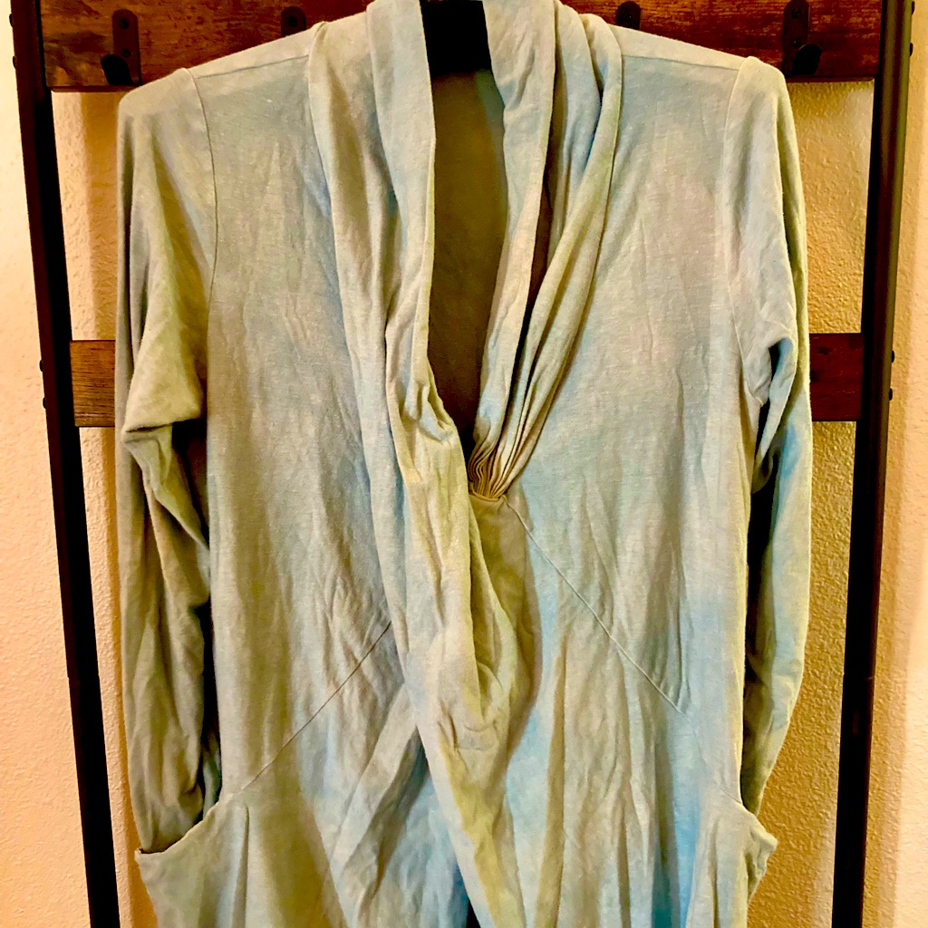 Gaia Conceptions Shawl Collar Origami Tunic Organic Cotton Hemp Knit Xl Seaglass